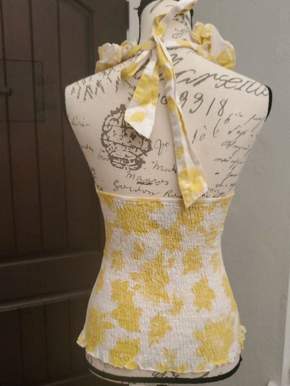Wet Seal Yellow and White Ruffle Halter Camisole Top 100% Cotton - Picture 4 of 9